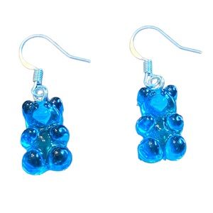 4/$20!!  Blue Gummy Bear Drop Earrings